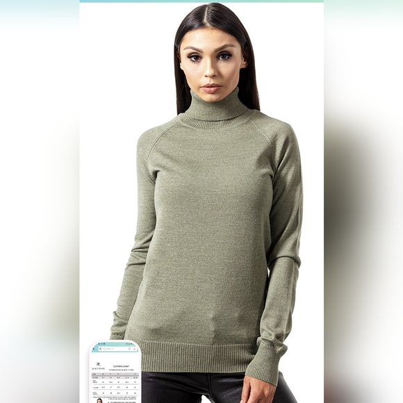 KNITTONS Women Italian Merino Wool Turtleneck Sweater Long Sleeve Pullover - XS - Picture 1 of 9